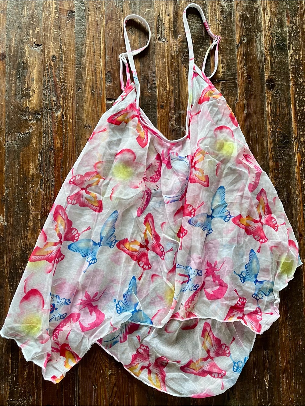 Two-piece aqua bathing suit, with Sheer Butterfly Print Camisole Top Sz M NWOT - Picture 5 of 16